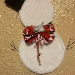 Festive Snowman Wall Decor with Red Bow